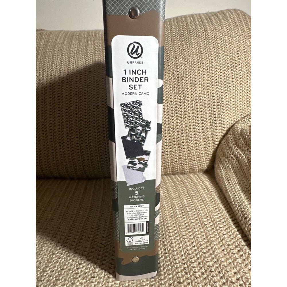 U Brands 1" Binder Set Modern Camo w/ 5 Tab Dividers Set School Work - Picture 3 of 7